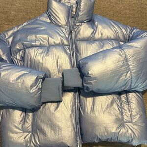 Forever 21 Metallic Blue Puffer Jacket
